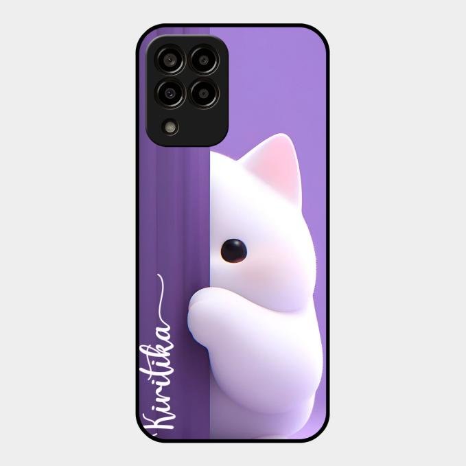 Cute Kitten Glossy Metal Case Cover For Samsung Galaxy M33 5G