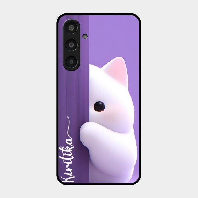 Cute Kitten Glossy Metal Case Cover For Samsung Galaxy M35 5G