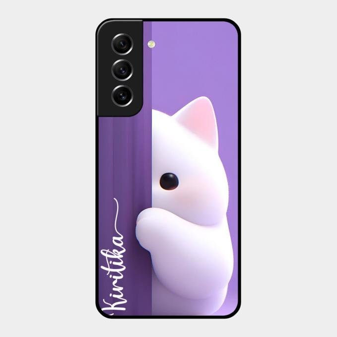 Cute Kitten Glossy Metal Case Cover For Samsung Galaxy S21 Fe 5G