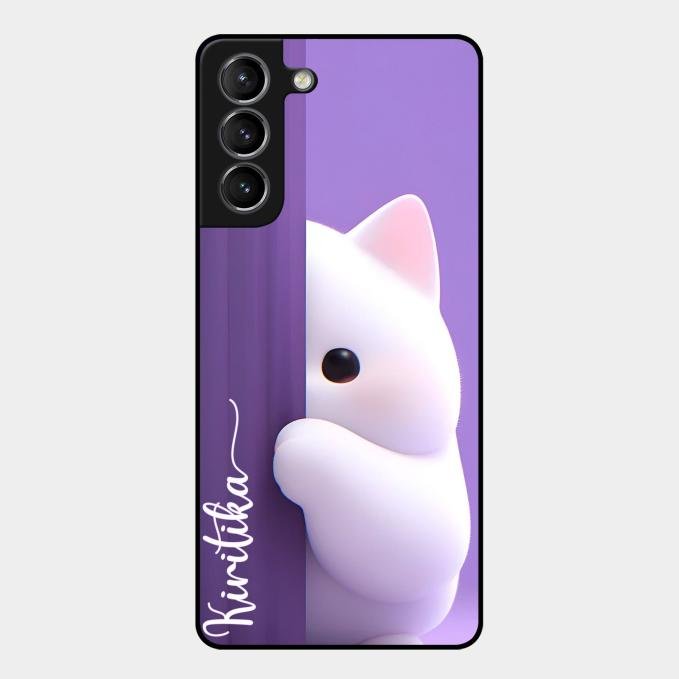 Cute Kitten Glossy Metal Case Cover For Samsung Galaxy S21 Plus