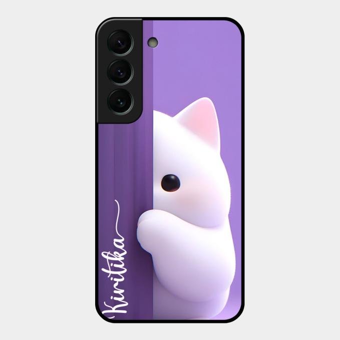 Cute Kitten Glossy Metal Case Cover For Samsung Galaxy S22 Plus 5G