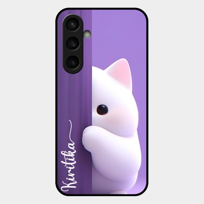 Cute Kitten Glossy Metal Case Cover For Samsung Galaxy S23 Fe 5G
