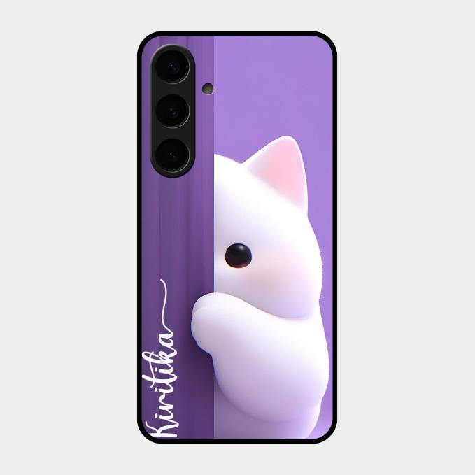 Cute Kitten Glossy Metal Case Cover For Samsung Galaxy S24 Plus 5G