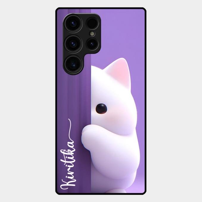 Cute Kitten Glossy Metal Case Cover For Samsung Galaxy S24 Ultra 5G