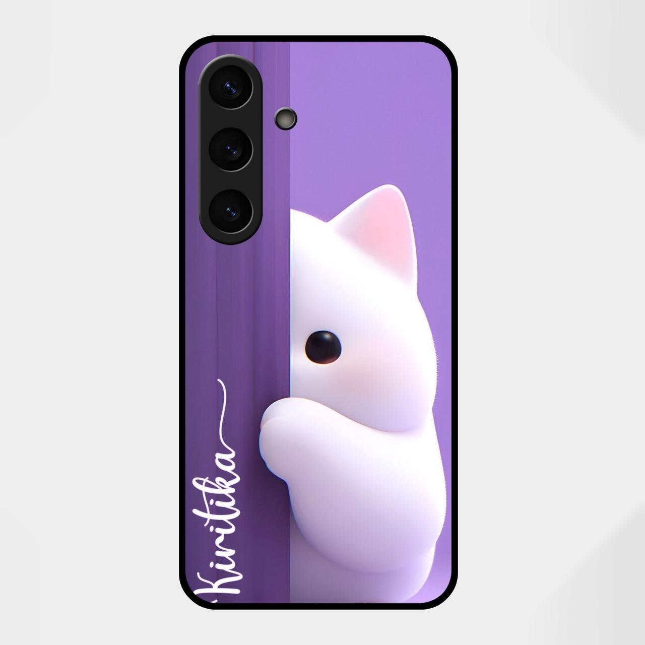 Cute Kitten Glossy Metal Case Cover For Samsung Galaxy S25 FE 5G