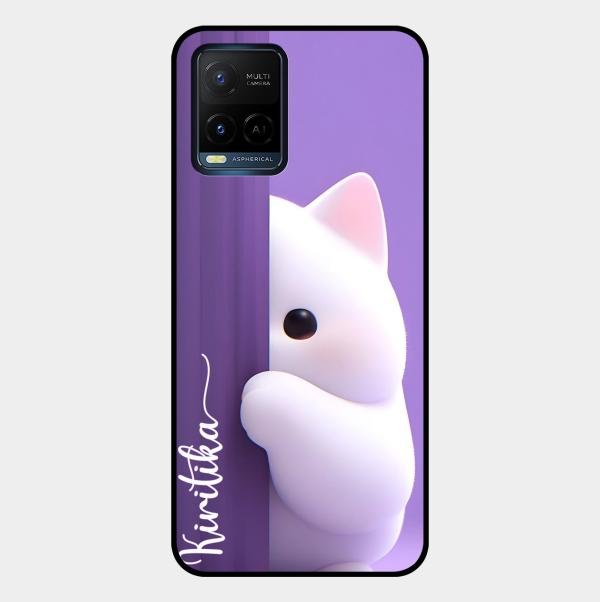 Cute Kitten Glossy Metal Case Cover For Vivo T1X