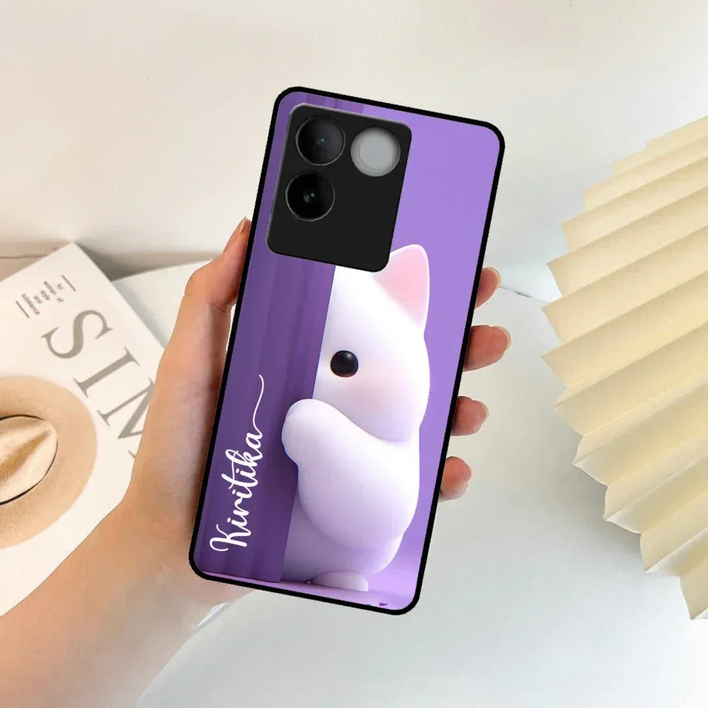 Cute KItten Glossy Metal Case Cover For Vivo - ShopOnCliQ