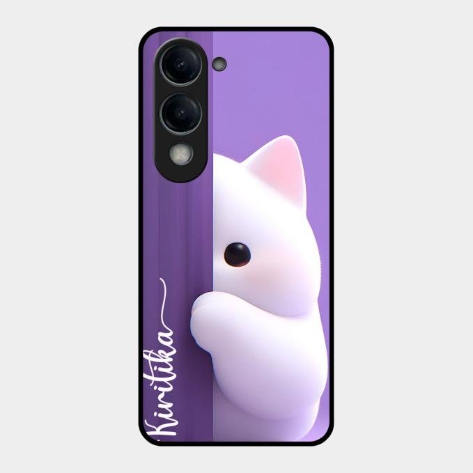 Cute Kitten Glossy Metal Case Cover For Vivo T4 Lite 5G