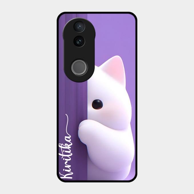 Cute Kitten Glossy Metal Case Cover For Vivo T4R 5G