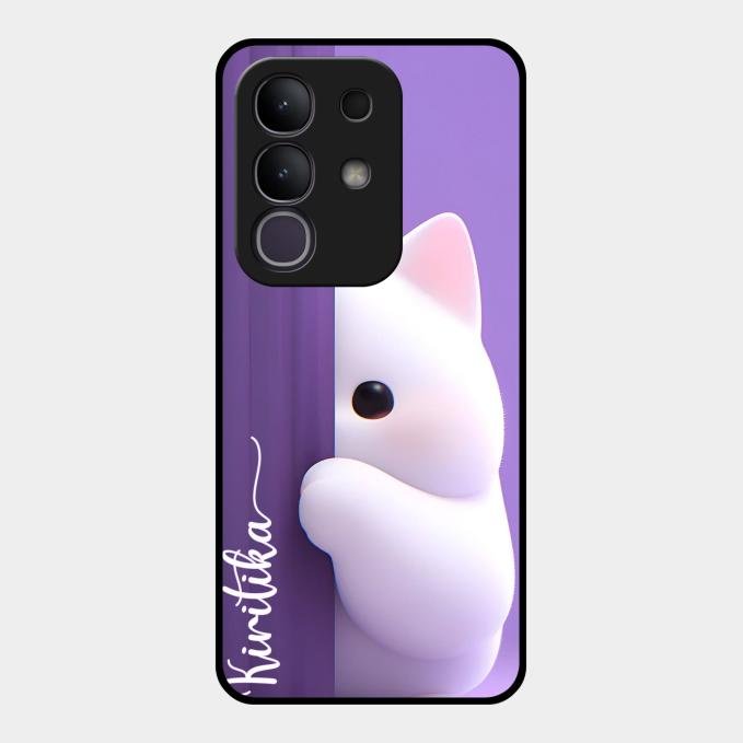 Cute Kitten Glossy Metal Case Cover For Vivo T4X 5G