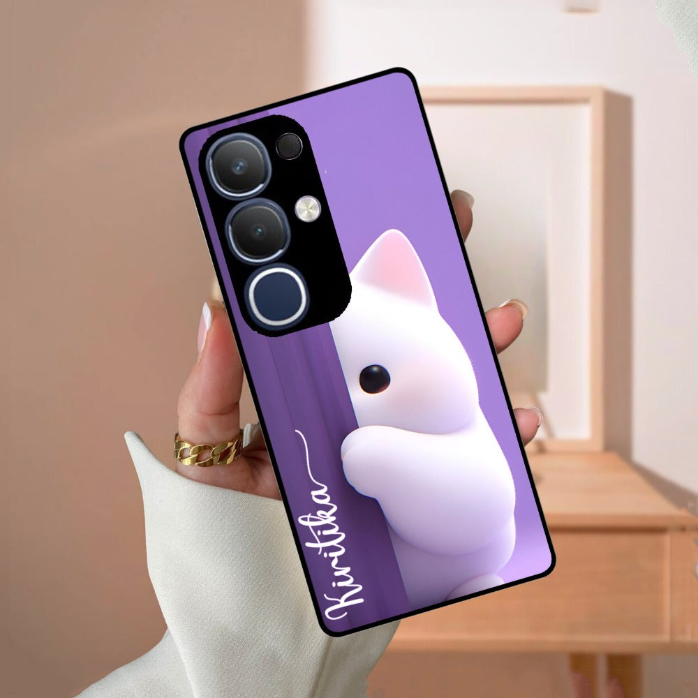 Cute KItten Glossy Metal Case Cover For Vivo