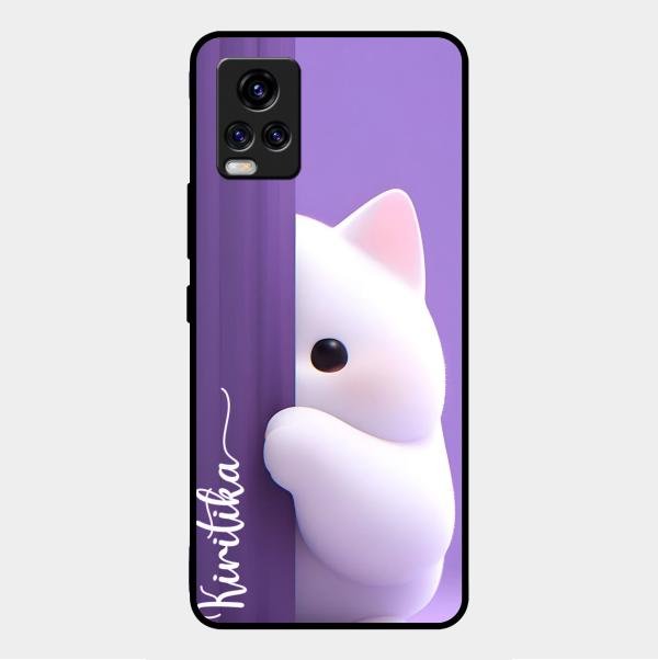 Cute Kitten Glossy Metal Case Cover For Vivo V20 Pro 5G