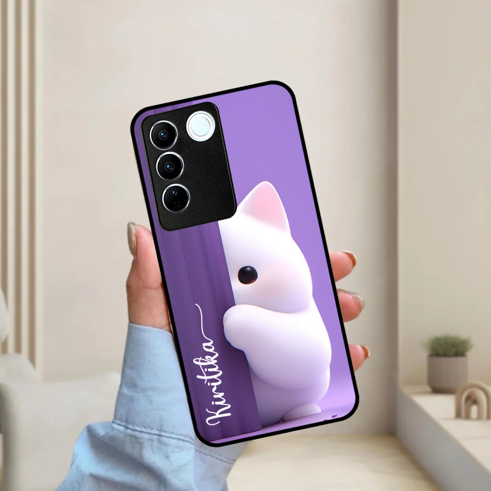 Cute KItten Glossy Metal Case Cover For Vivo