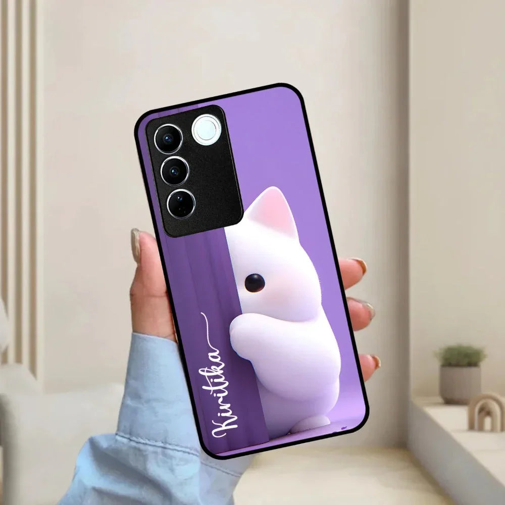 Cute KItten Glossy Metal Case Cover For Vivo - ShopOnCliQ