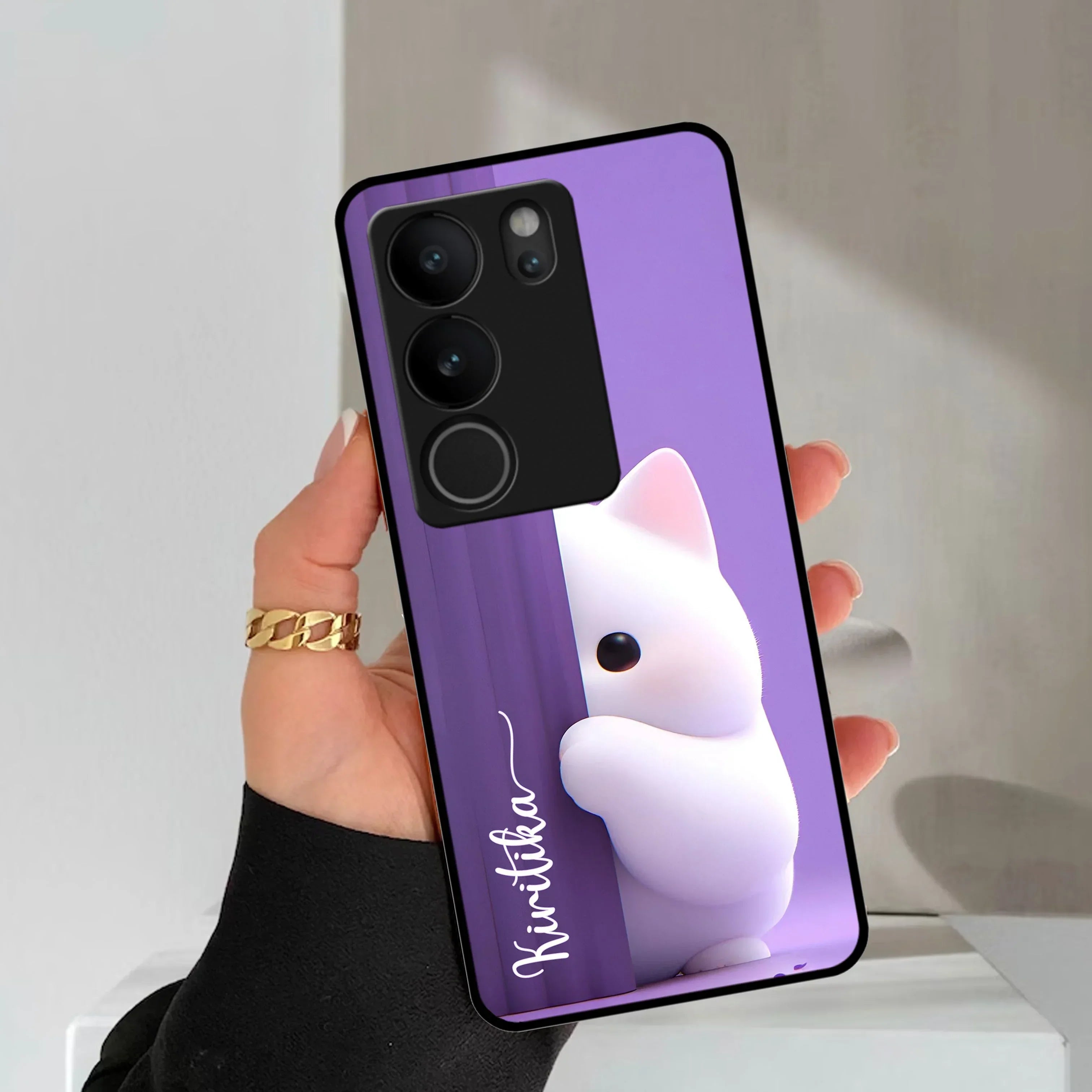 Cute KItten Glossy Metal Case Cover For Vivo - ShopOnCliQ