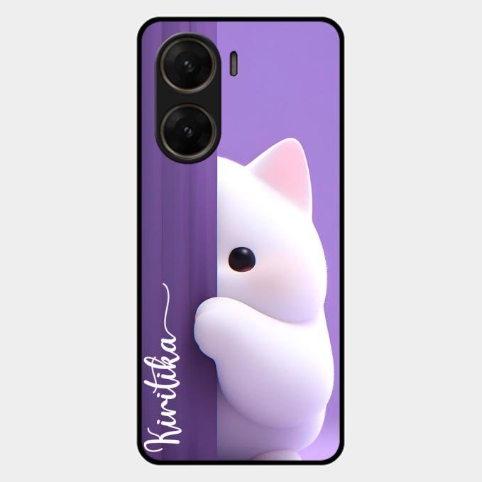 Cute Kitten Glossy Metal Case Cover For Vivo V29E 5G