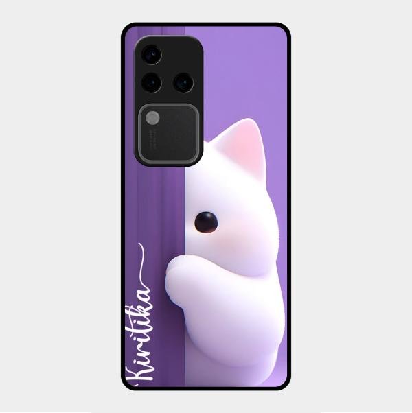 Cute Kitten Glossy Metal Case Cover For Vivo V30 Pro 5G