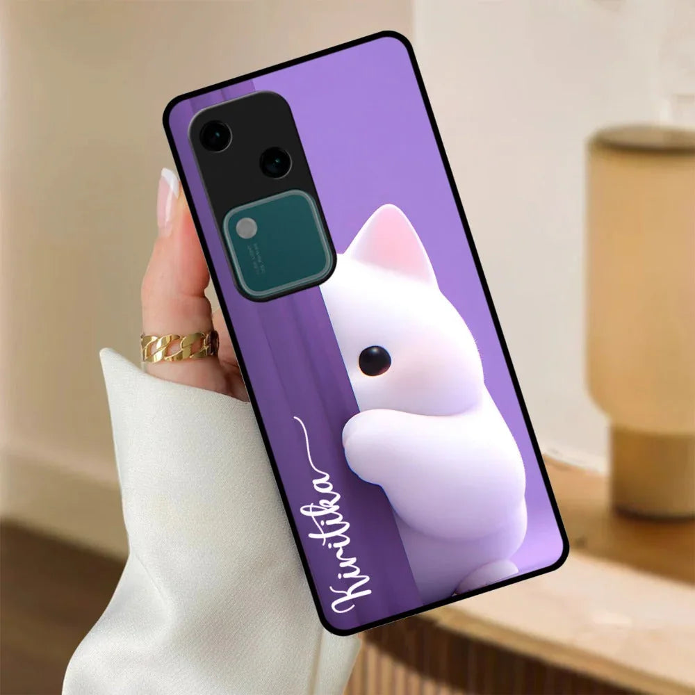 Cute KItten Glossy Metal Case Cover For Vivo - ShopOnCliQ
