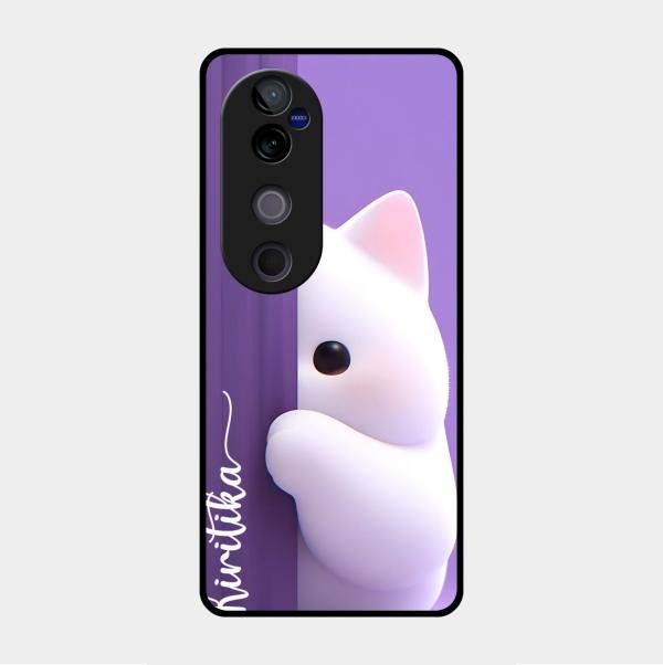 Cute Kitten Glossy Metal Case Cover For Vivo V40 Pro 5G