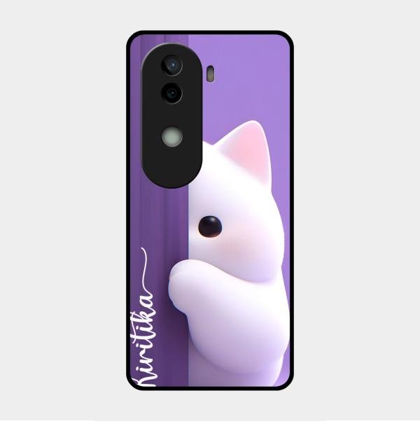 Cute Kitten Glossy Metal Case Cover For Vivo V40E 5G