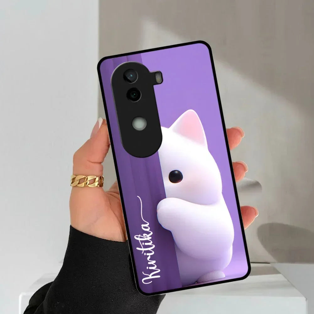 Cute KItten Glossy Metal Case Cover For Vivo - ShopOnCliQ