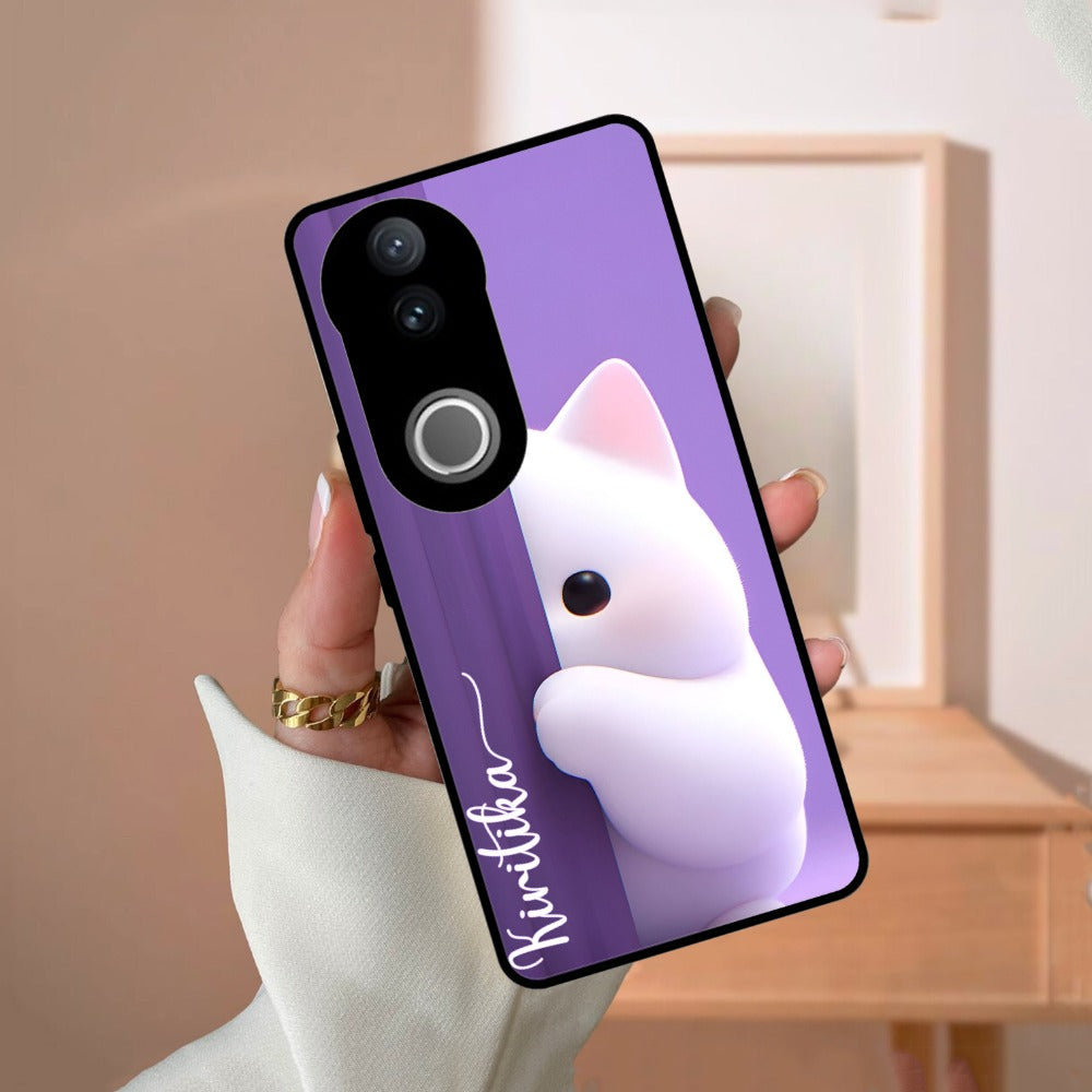 Cute KItten Glossy Metal Case Cover For Vivo