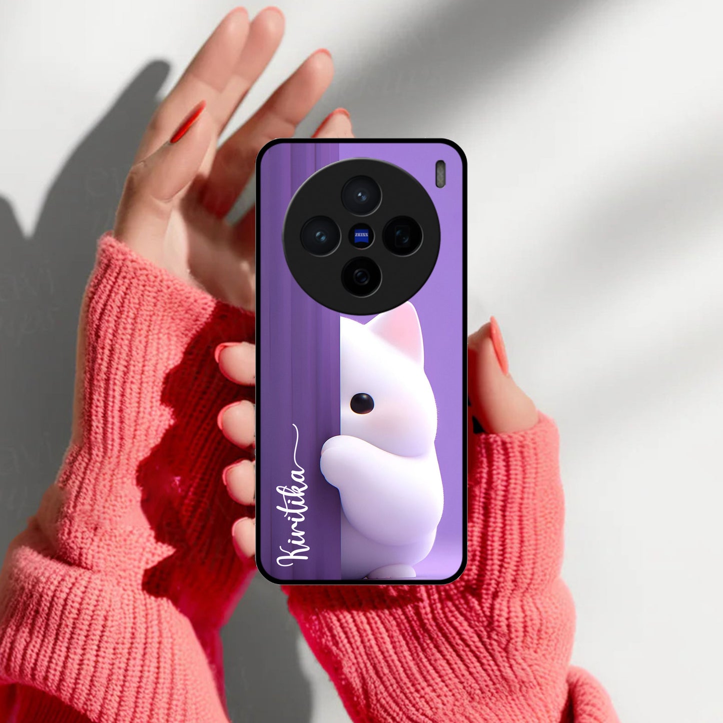 Cute KItten Glossy Metal Case Cover For Vivo