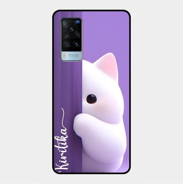 Cute Kitten Glossy Metal Case Cover For Vivo X60 5G