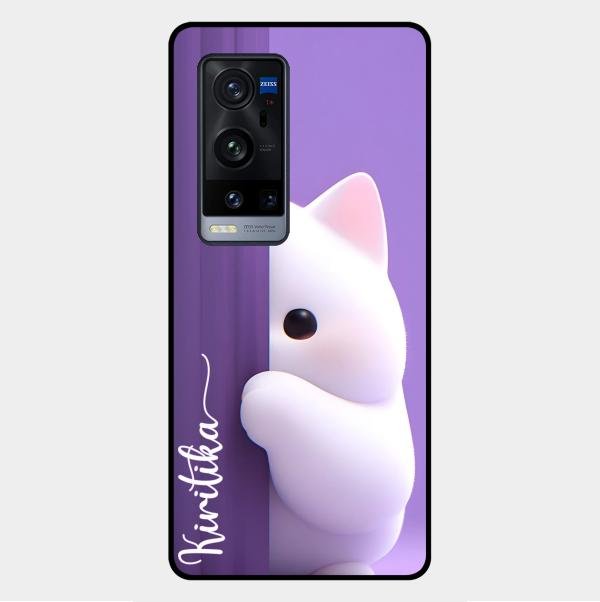 Cute Kitten Glossy Metal Case Cover For Vivo X60 Pro Plus 5G