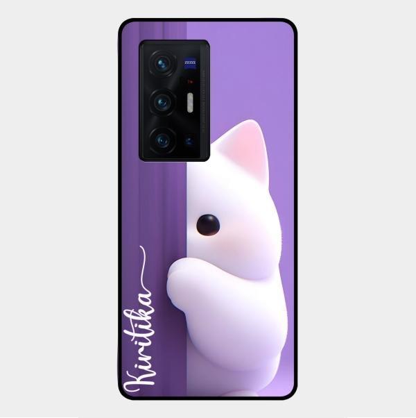 Cute Kitten Glossy Metal Case Cover For Vivo X70 Pro Plus 5G