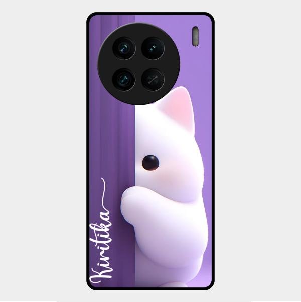Cute Kitten Glossy Metal Case Cover For Vivo X90 Pro 5G
