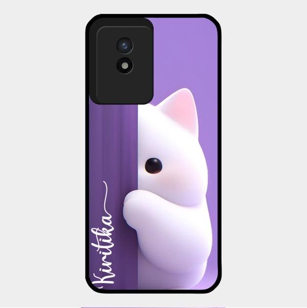 Cute Kitten Glossy Metal Case Cover For Vivo Y02T
