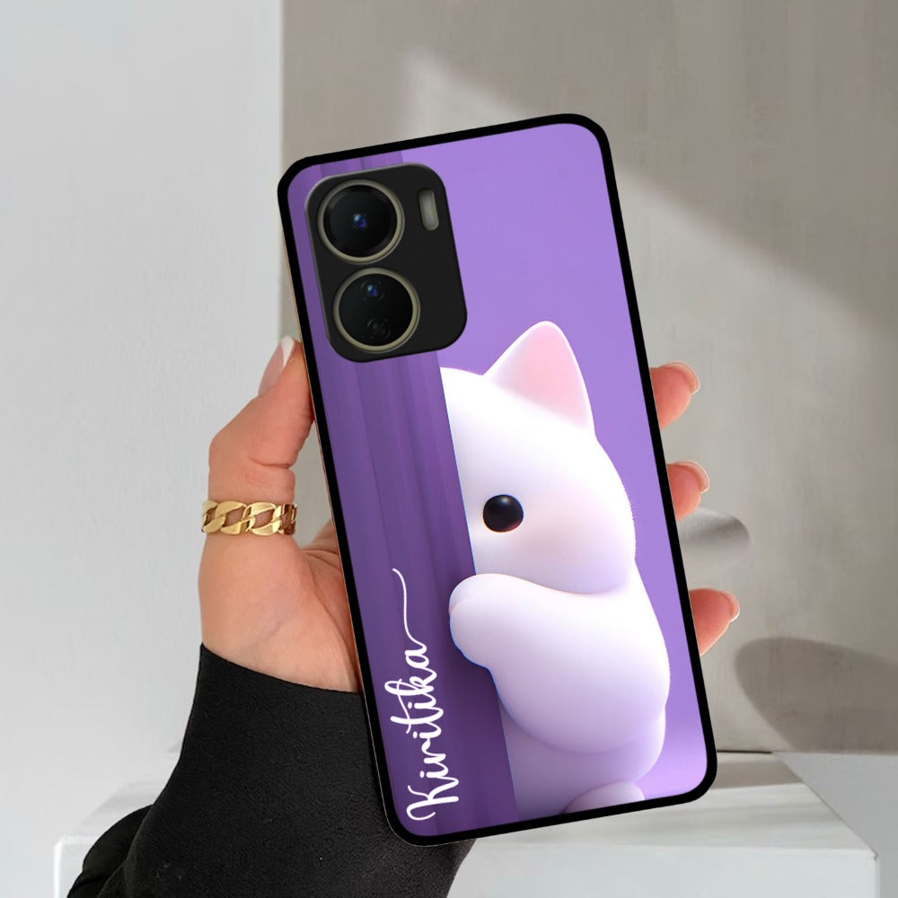 Cute KItten Glossy Metal Case Cover For Vivo