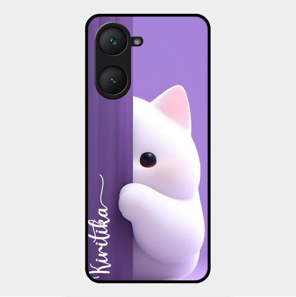 Cute Kitten Glossy Metal Case Cover For Vivo Y18