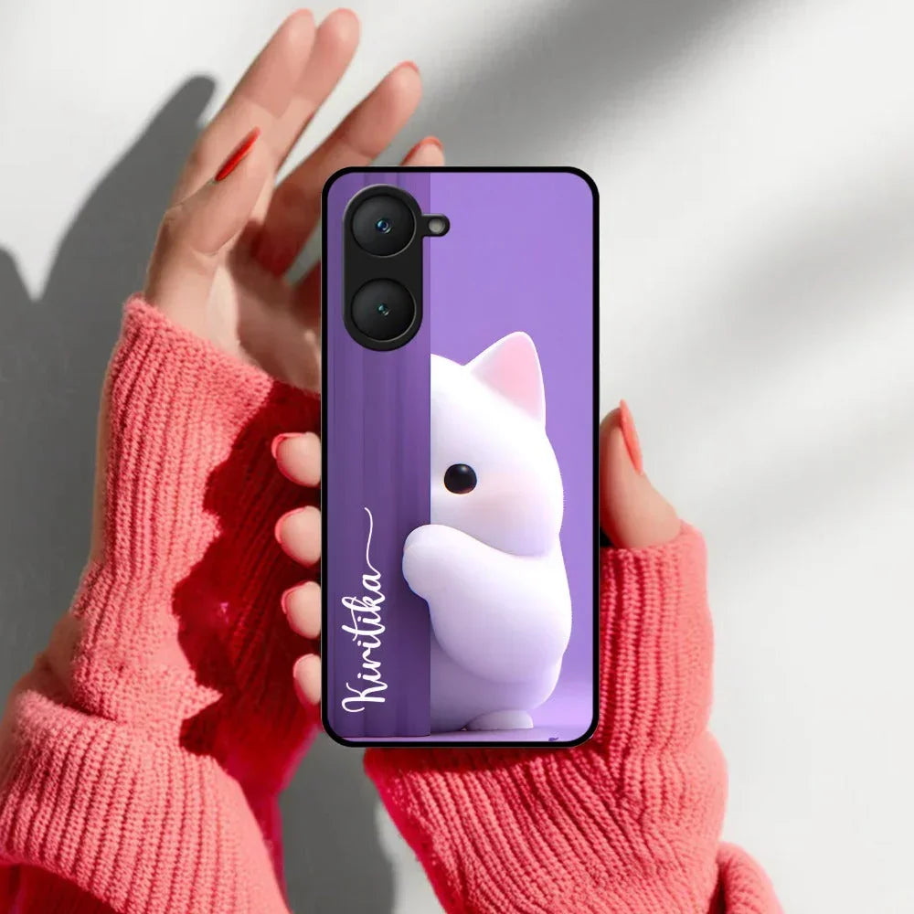 Cute KItten Glossy Metal Case Cover For Vivo - ShopOnCliQ