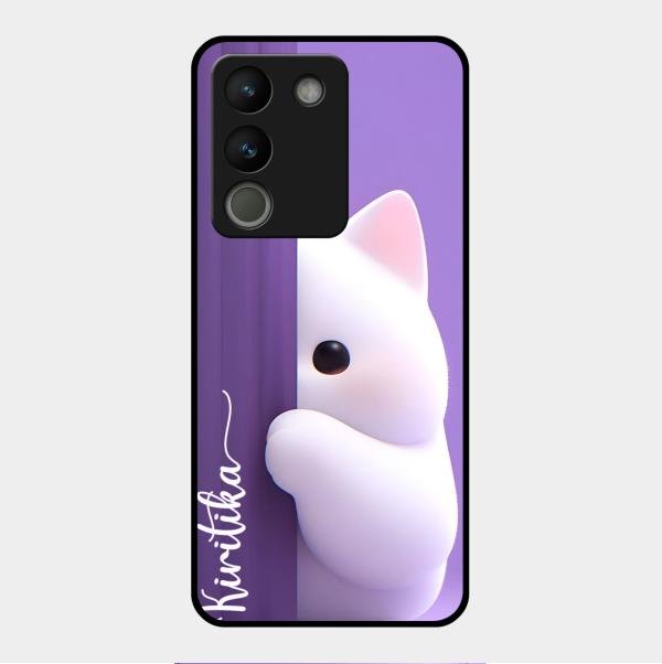 Cute Kitten Glossy Metal Case Cover For Vivo Y200 5G