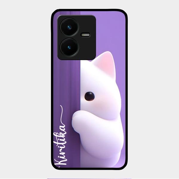Cute Kitten Glossy Metal Case Cover For Vivo Y22