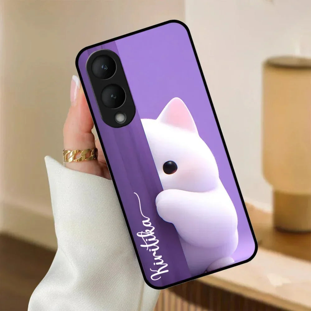 Cute KItten Glossy Metal Case Cover For Vivo - ShopOnCliQ