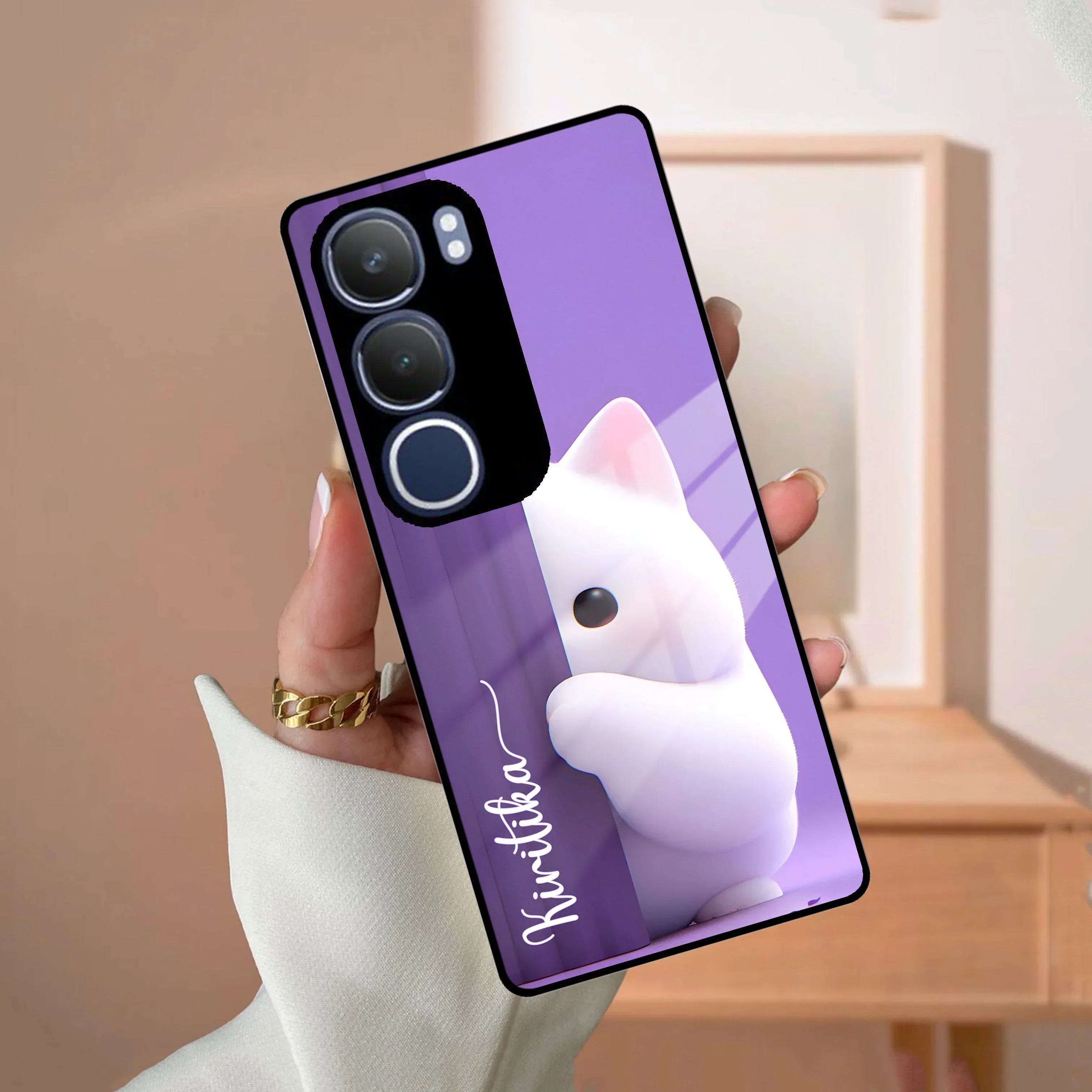 Cute KItten Glossy Metal Case Cover For Vivo - ShopOnCliQ