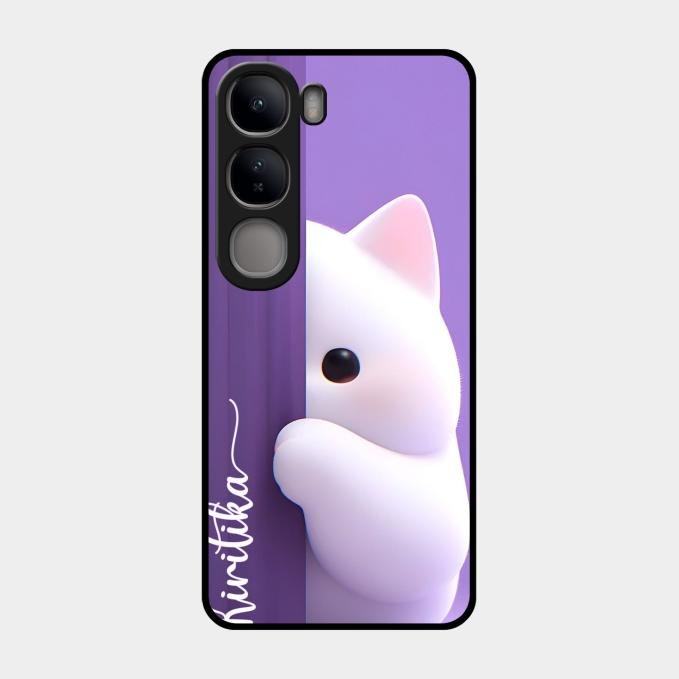 Cute Kitten Glossy Metal Case Cover For Vivo Y300 5G