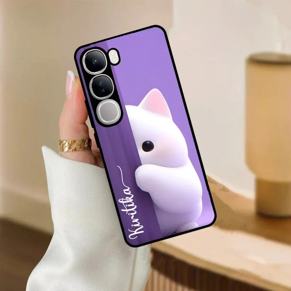 Cute KItten Glossy Metal Case Cover For Vivo - ShopOnCliQ