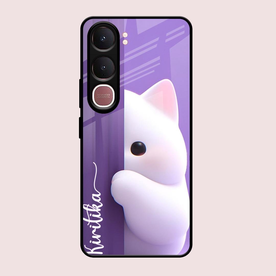Cute Kitten Glossy Metal Case Cover For Vivo Y31 5G