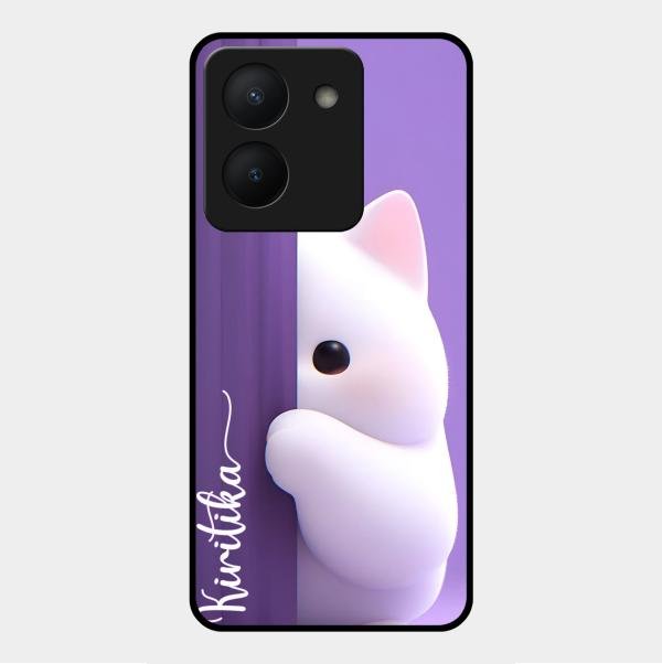 Cute Kitten Glossy Metal Case Cover For Vivo Y36