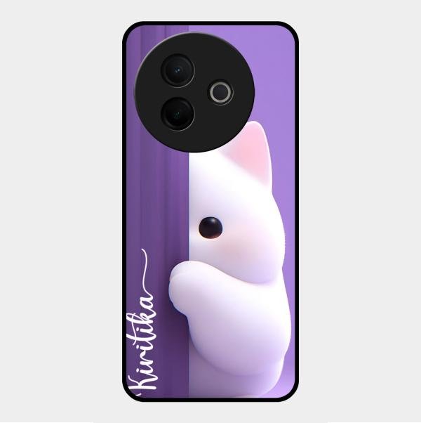Cute Kitten Glossy Metal Case Cover For Vivo Y39 5G