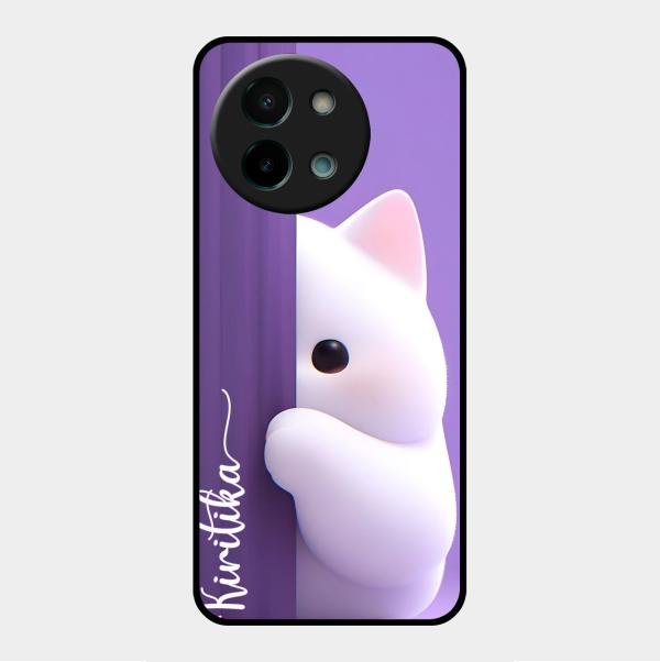 Cute Kitten Glossy Metal Case Cover For Vivo Y58 5G