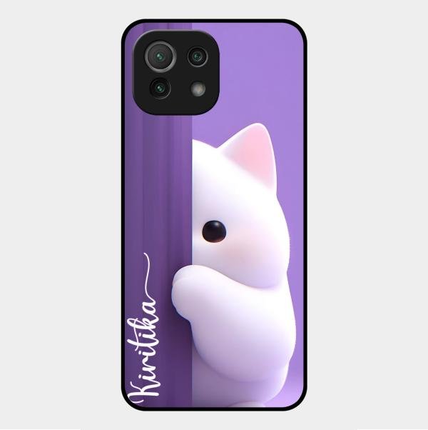 Cute Kitten Glossy Metal Case Cover For Xiaomi Mi 11 Lite