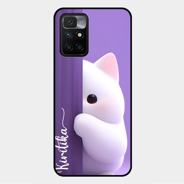 Cute Kitten Glossy Metal Case Cover For Xiaomi Redmi 10 Prime