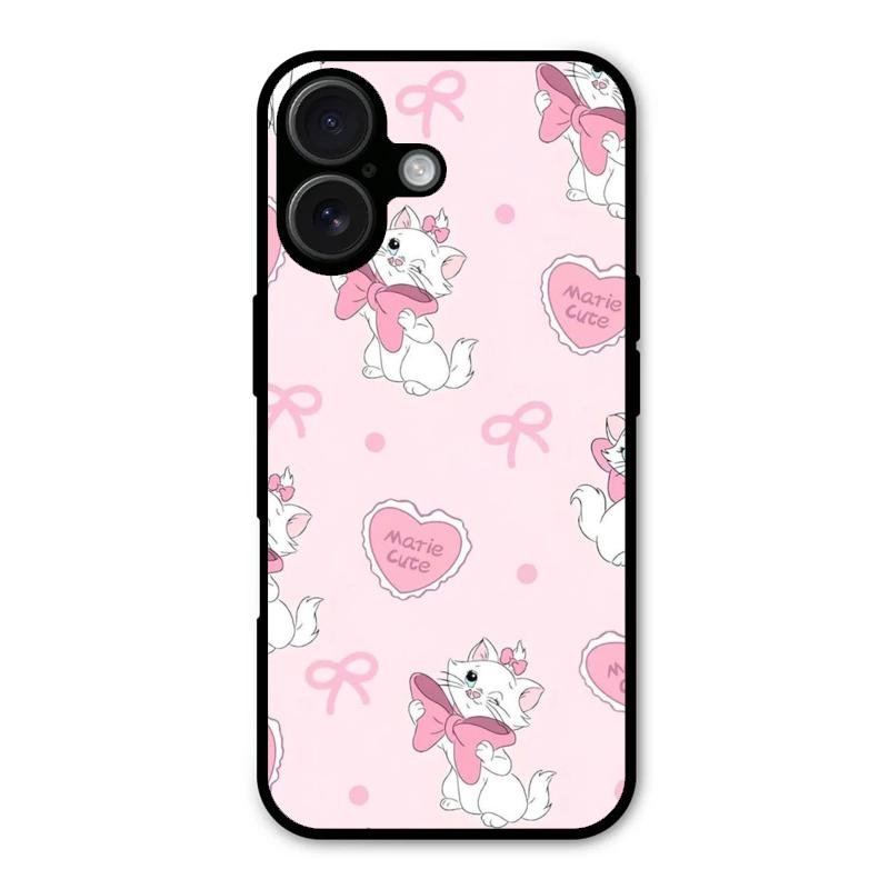 Cute Kitty Bliss Glass Case Cover For iPhone 16 Plus