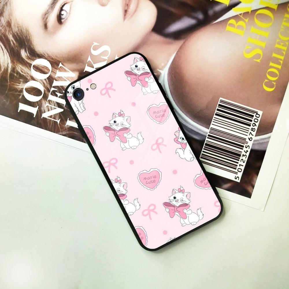 Cute Kitty Bliss Glass Case Cover For iPhone - ShopOnCliQ