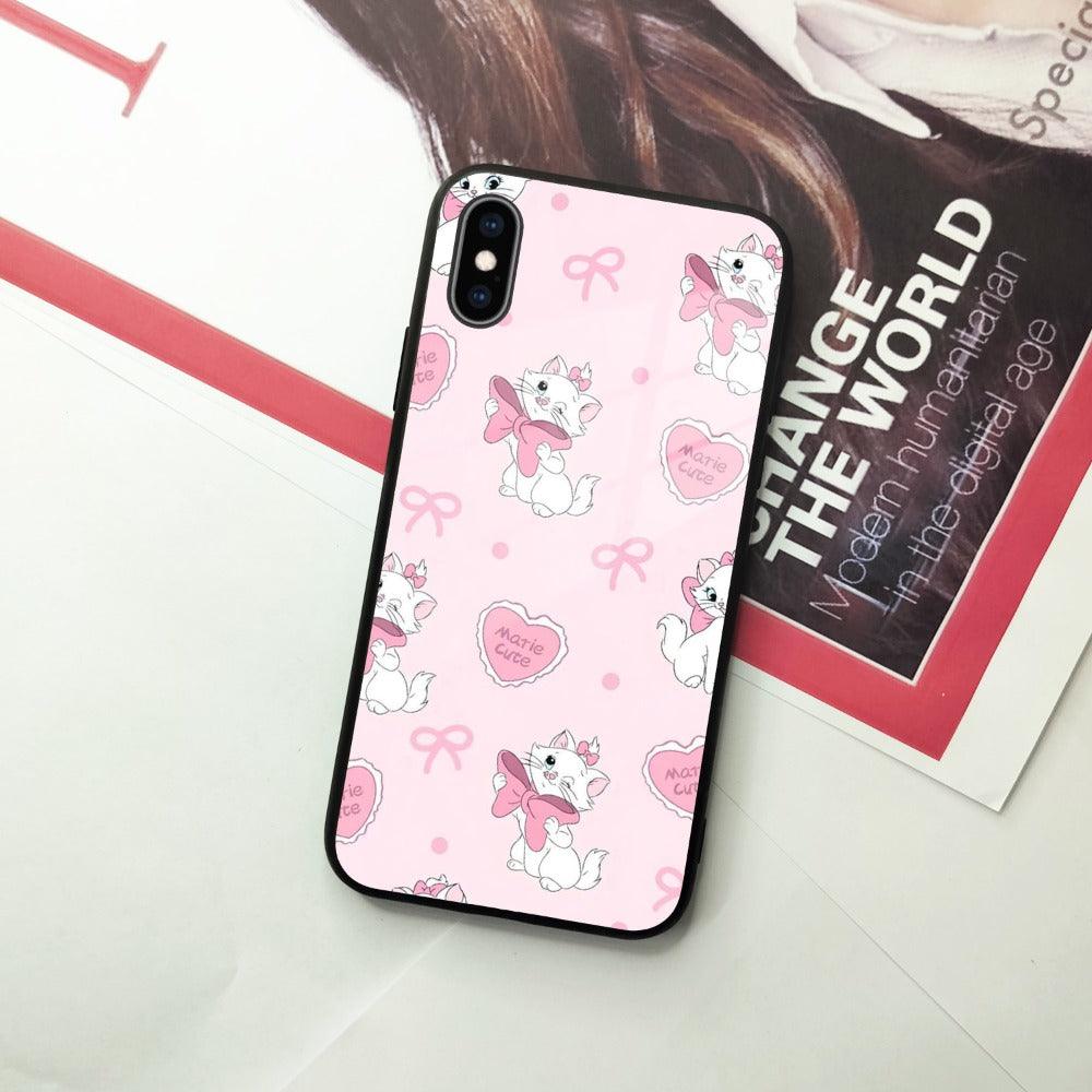 Cute Kitty Bliss Glass Case Cover For iPhone